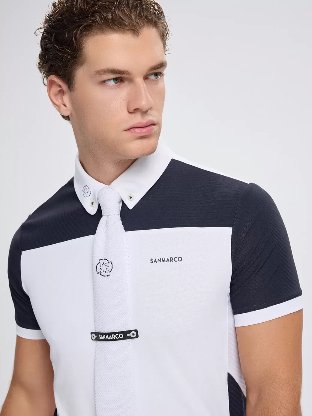 Vittorio White/Navy Erkek Kısa Kol Yarışma Polo