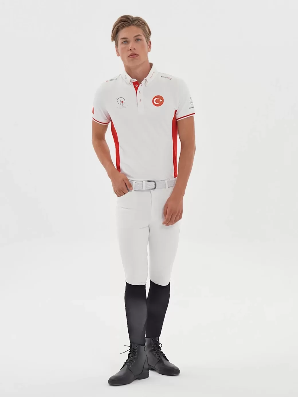 Enzo-TBF White/Red Erkek Kısa Kol Yarışma Polo