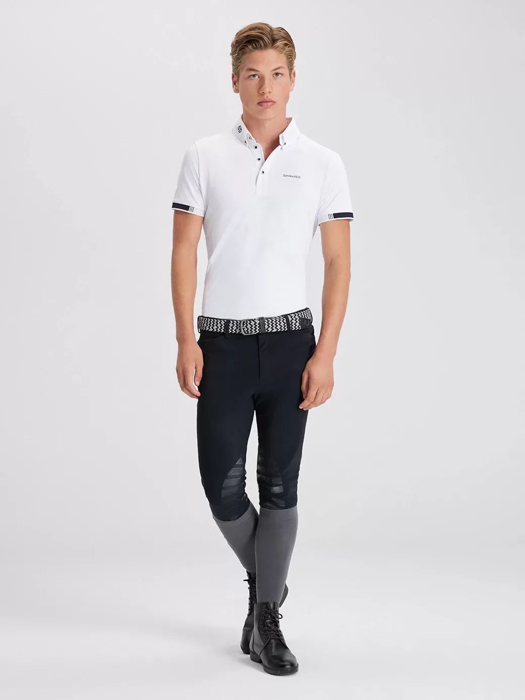 Enzo White Erkek Kısa Kol Yarışma Polo