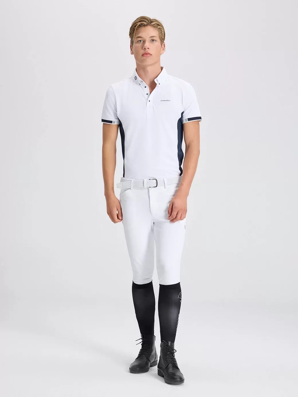Enzo White/Navy Erkek Kısa Kol Yarışma Polo