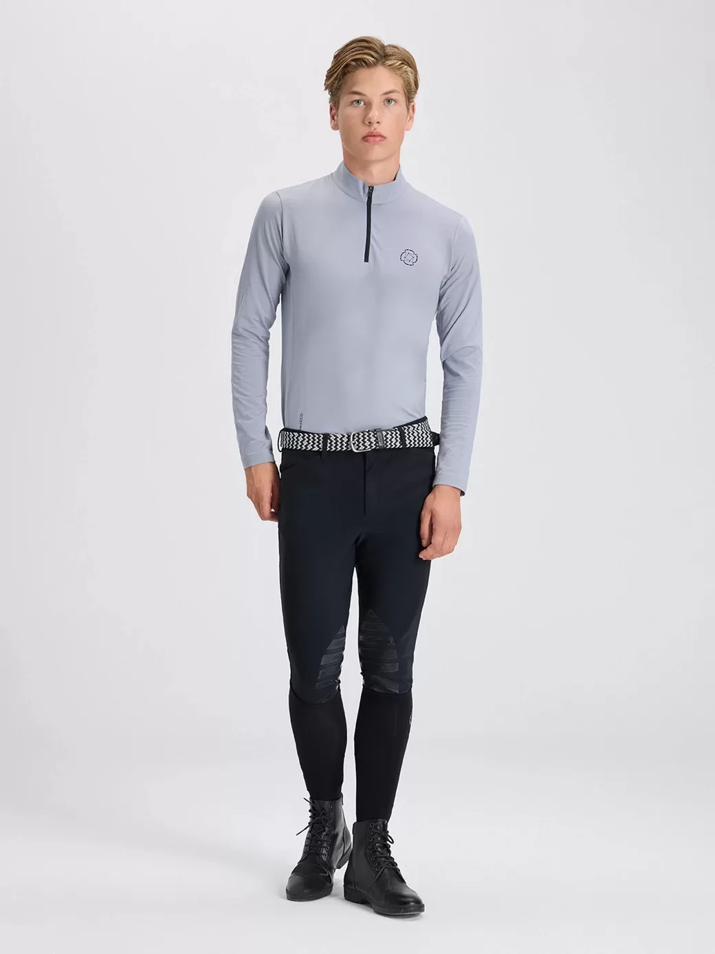 Helsinki Light Gray Erkek Uzun Kol Fermuarlı T-Shirt