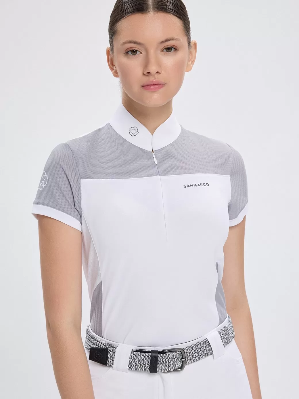 Vittoria White/Gray Kadın Kısa Kol Yarışma Polo