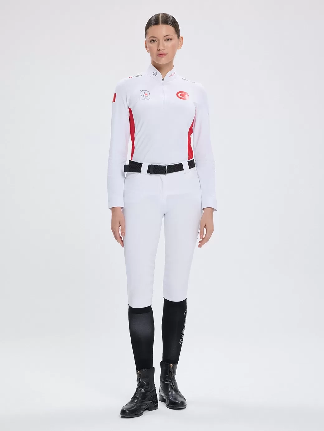 Paola-TBF White/Red Kadın Uzun Kol Yarışma Polo X Team Türkiye