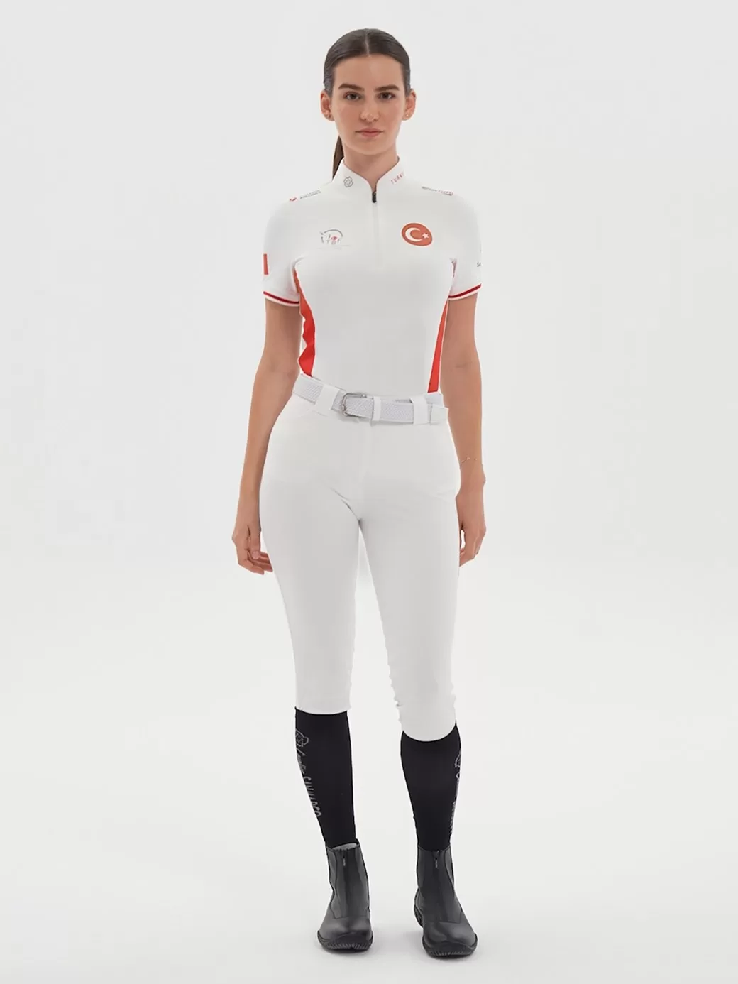 Enza-TBF White/Red Kadın Kısa Kol Yarışma Polo X Team Türkiye