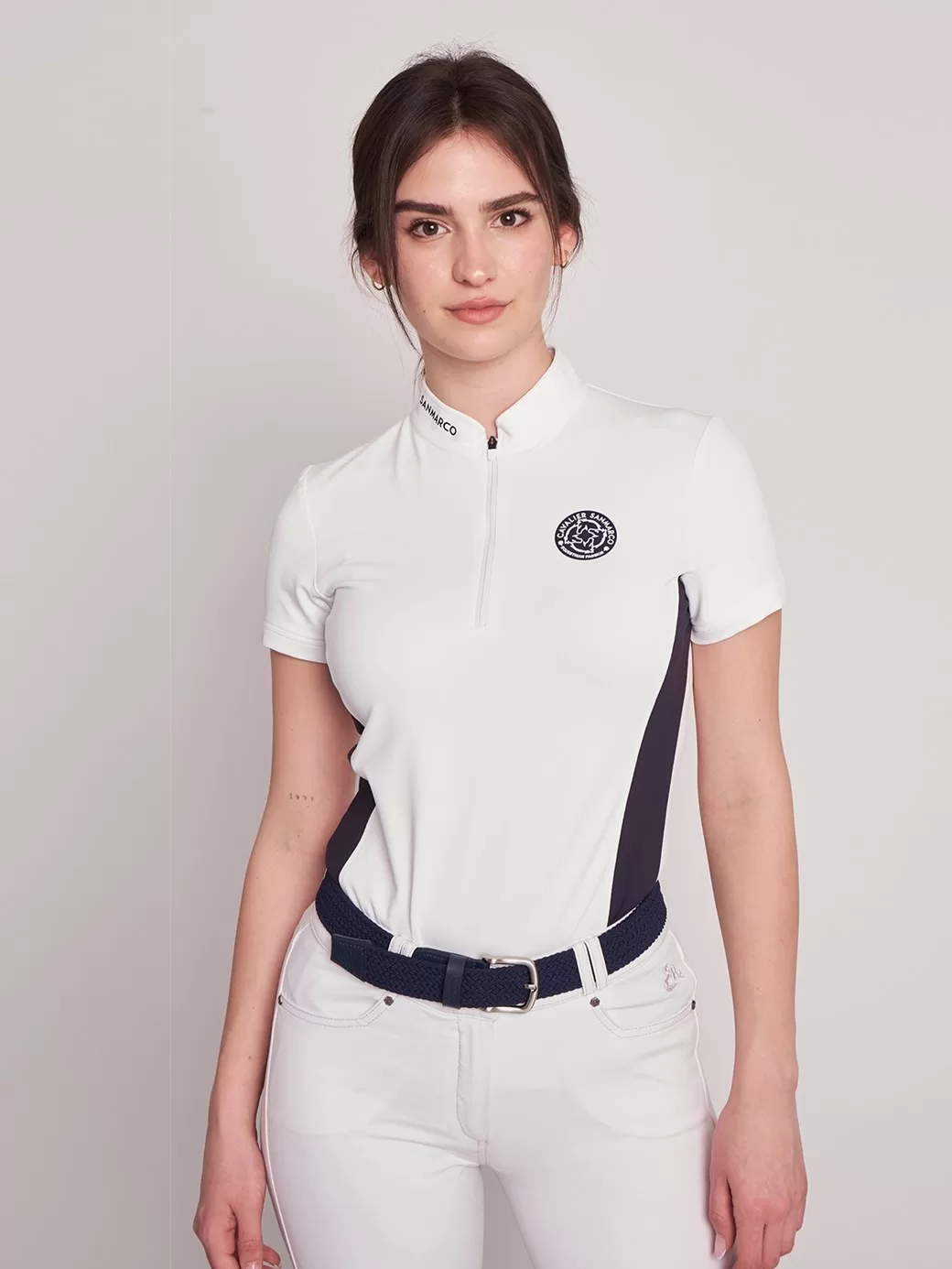 Enza White/Navy Kadın Kısa Kol Yarışma Polo