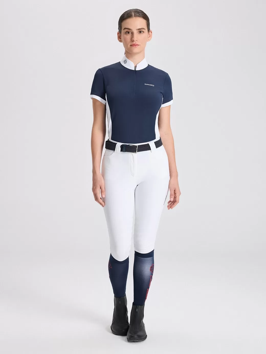 Enza Navy/White Kadın Kısa Kol Yarışma Polo
