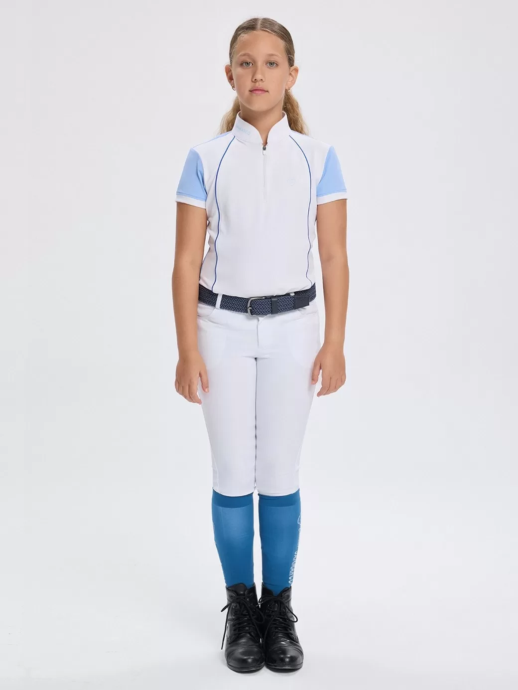 Nina Sky Blue/White Kız Çocuk Kısa Kol Yarışma Polo