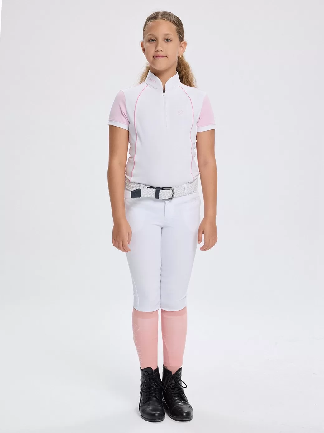Nina Pink/White Kız Çocuk Kısa Kol Yarışma Polo