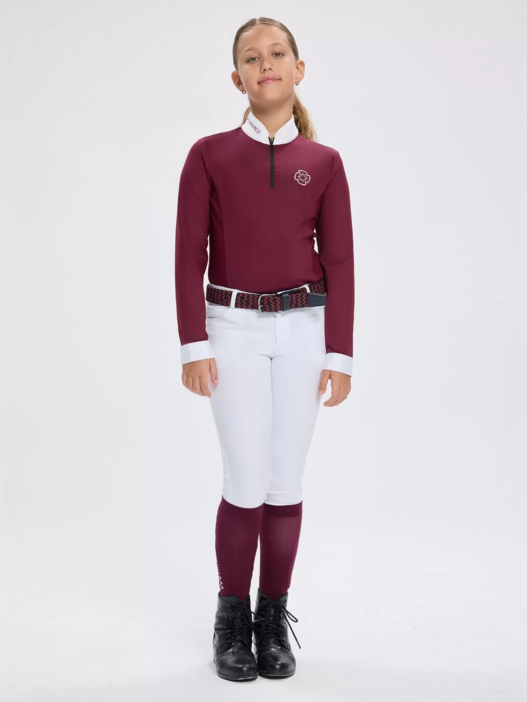 Paola-JR Bordeaux Kız Çocuk Uzun Kol Yarışma Polo