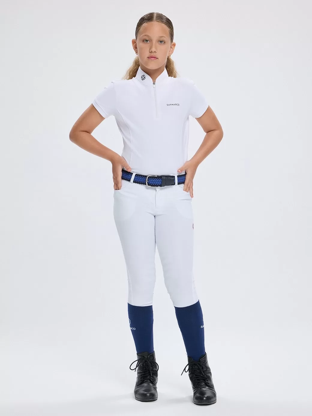 Enza-JR White Kız Çocuk Kısa Kol Yarışma Polo