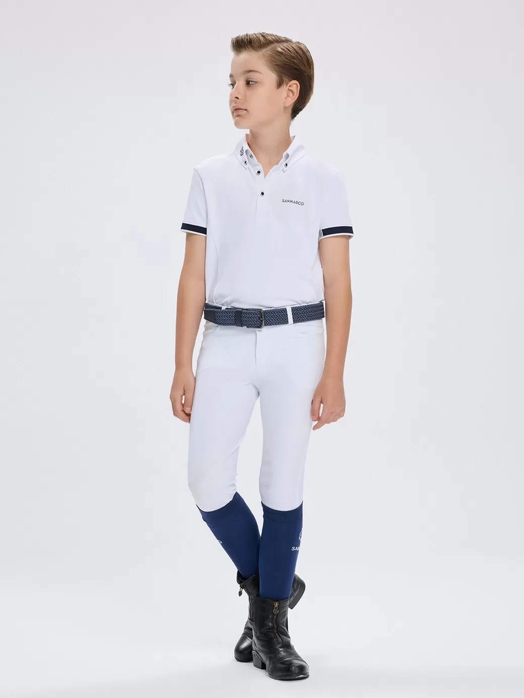 Enzo-JR White Erkek Çocuk Kısa Kol Yarışma Polo
