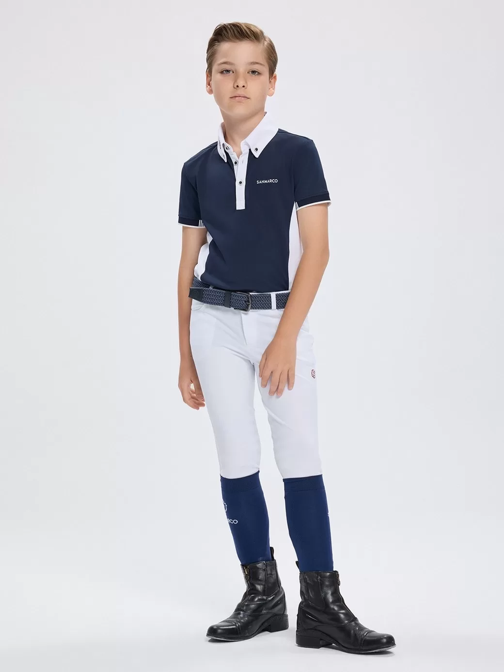 Enzo-JR Navy/White Erkek Çocuk Kısa Kol Yarışma Polo