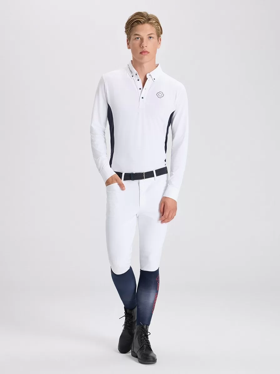 Paolo White/Navy Erkek Uzun Kol Yarışma Polo